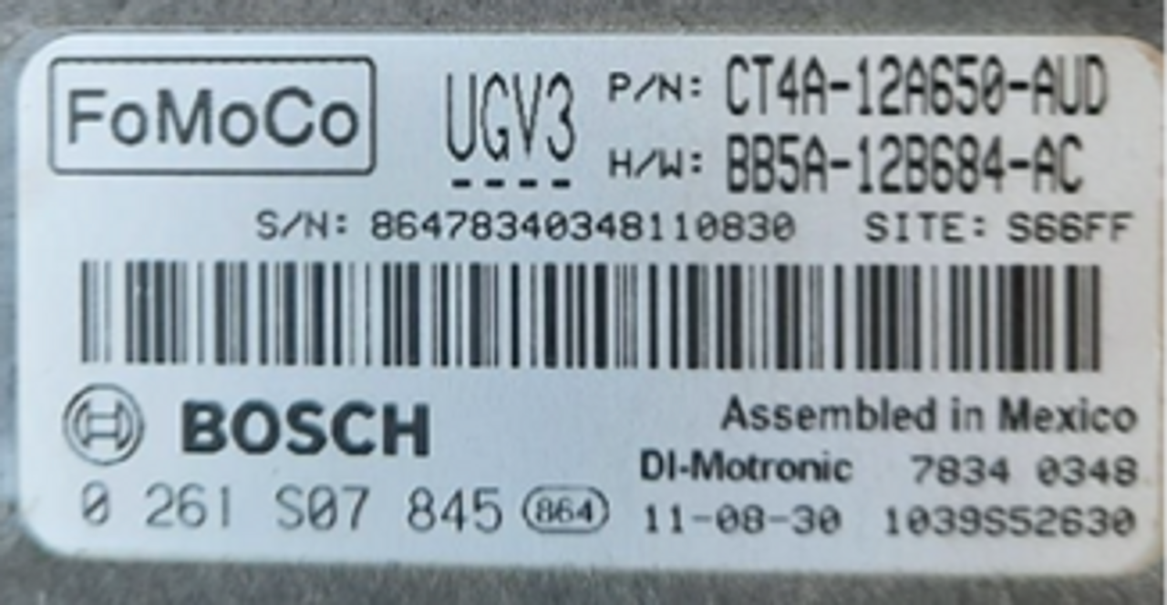 Ford, 0261S07845, 0 261 S07 845, CT4A12A650AUD, CT4A-12A650-AUD, BB5A12B684AC, BB5A-12B684-AC, UGV3