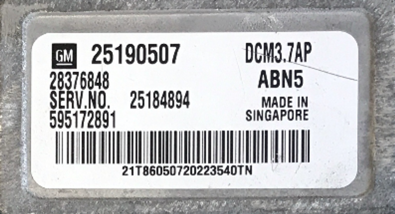 Delphi Engine ECU, 25190507, 28376848, DCM3.7AP, ABN5