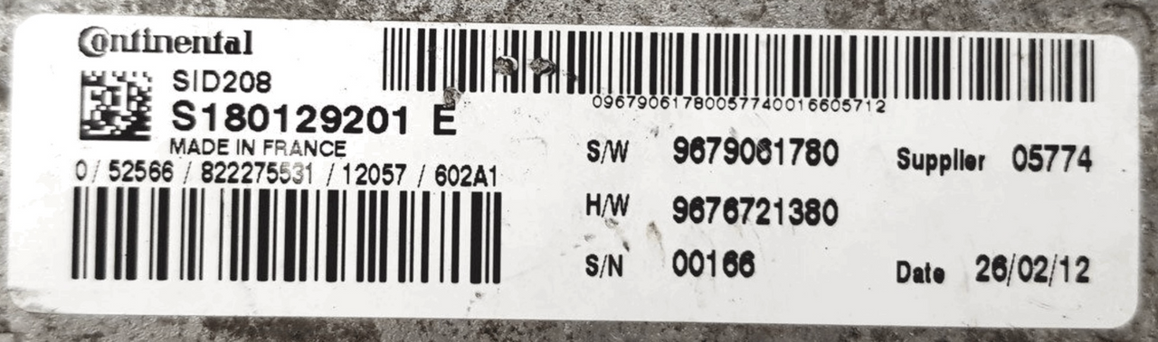 S180129201E, S180129201 E, SW9679061780, SW 9679061780, HW9676721380, HW 9676721380, SID208