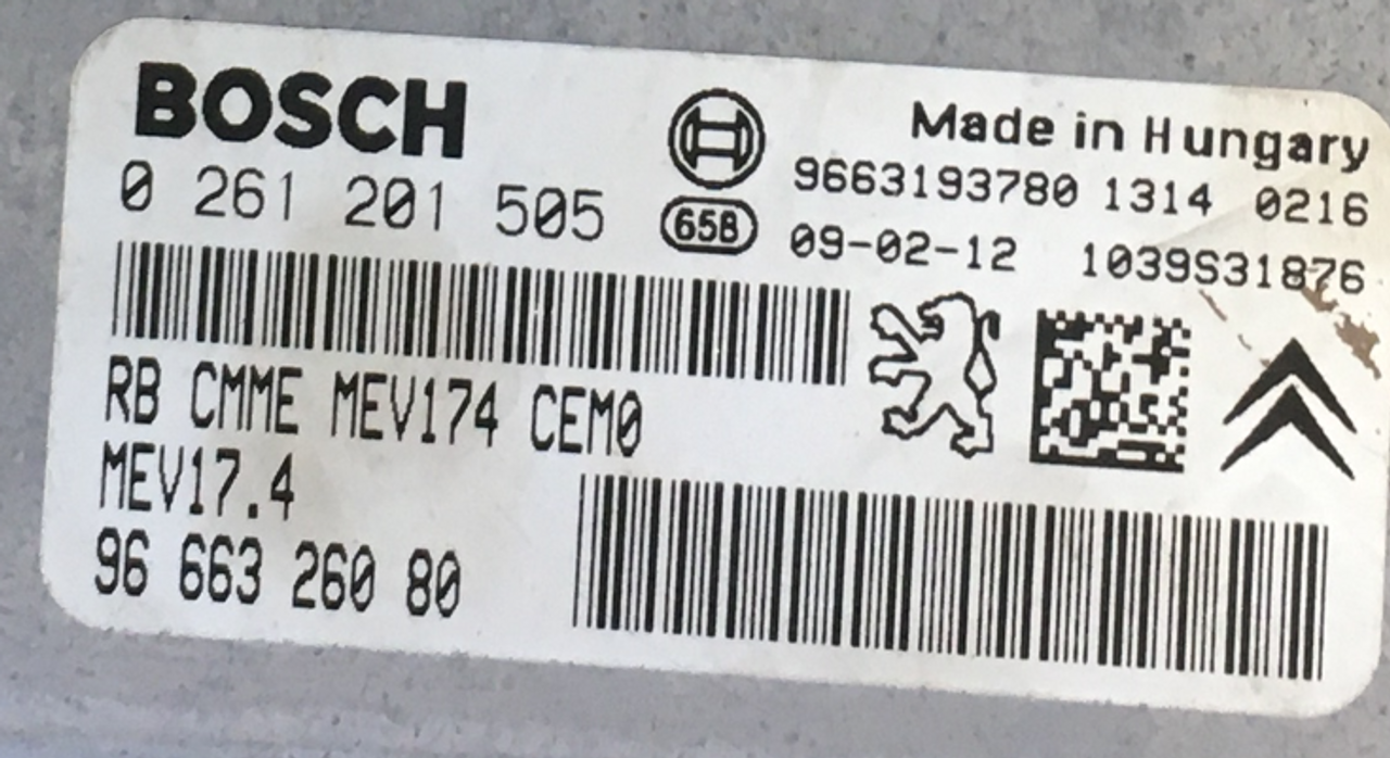 Peugeot, 0261201505, 0 261 201 505, 9666326080, 96 663 260 80, MEV17.4, 1039S31876