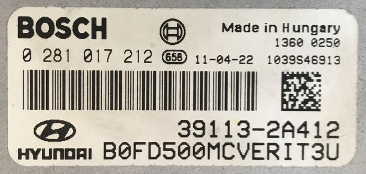 Hyundai, 0281017212, 0 281 017 212, 39113-2A412, 391132A412, 1039S46913