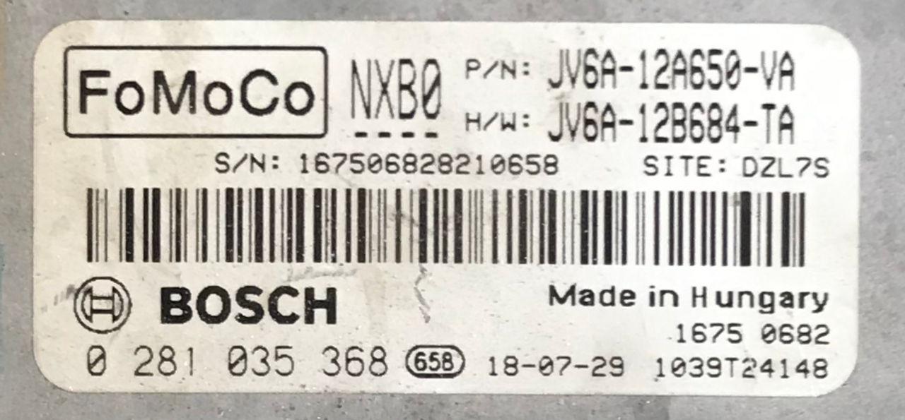 Ford, 0281035368, 0 281 035 368, JV6A12A650VA, JV6A-12A650-VA, JV6A12B684TA, JV6A-12B684-TA, PLV0