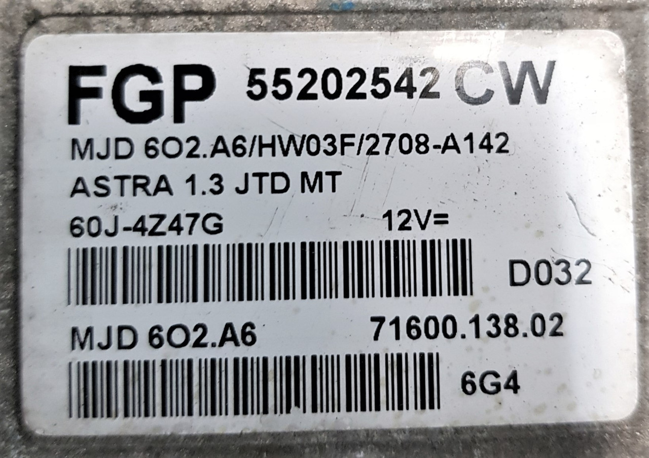 Vauxhall, 55202542CW, 55202542 CW, MJD6O2A6, MJD6O2.A6, 7160013802, 71600.138.02