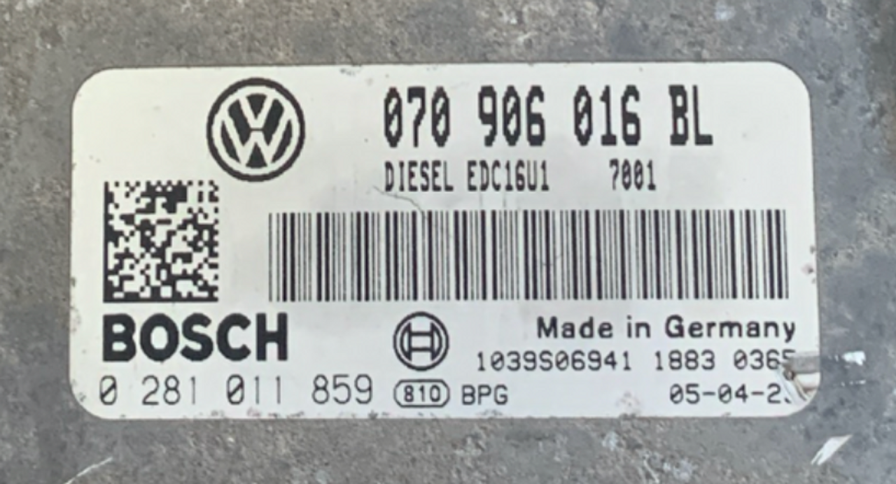 VW Touareg 2.5 TDI, 0281011859, 0 281 011 859, 070906016BL, 070 906 016 BL, EDC16U1