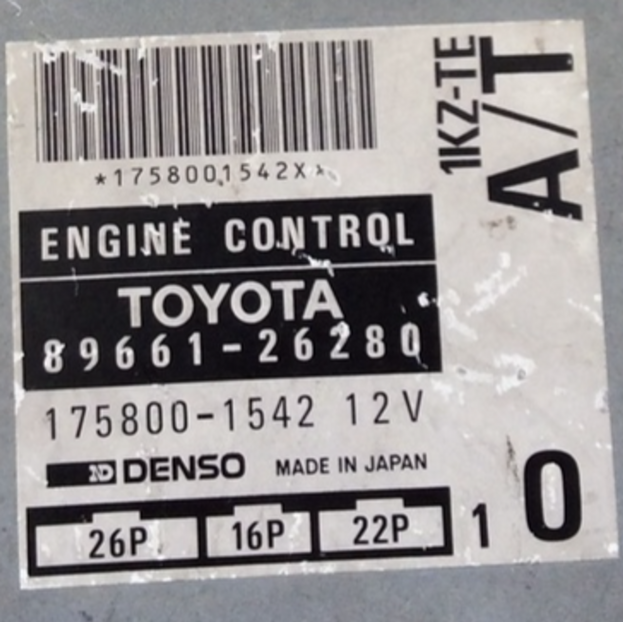 Toyota Surf Hilux 3.0L Auto, Engine ECU, 89661-26280, 175800-1542, 1KZ-TE