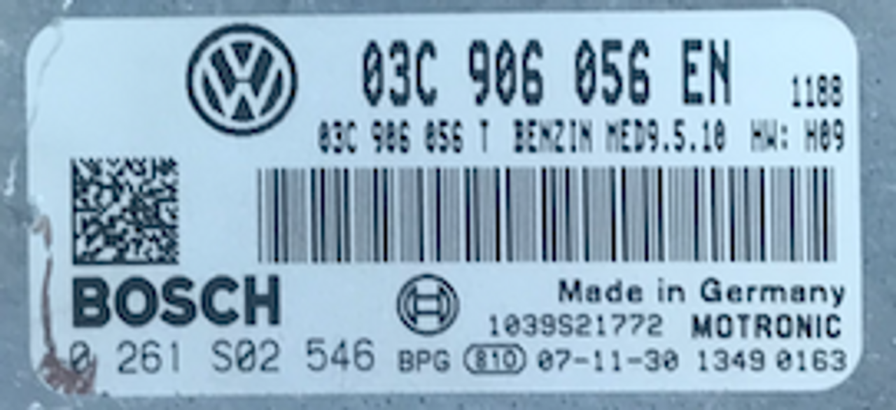 Bosch Engine ECU, VW Golf 1.6 FSI, 0261S02546, 0 261 S02 546, 03C906056EN, 03C 906 056 EN, 1039S21772, MED9.5.10