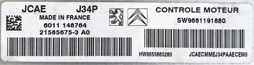 VALEO, J34P, 215856753A0, 21585675-3 A0, 6011148764, 6011 148764, SW9661191880, HW9655883280