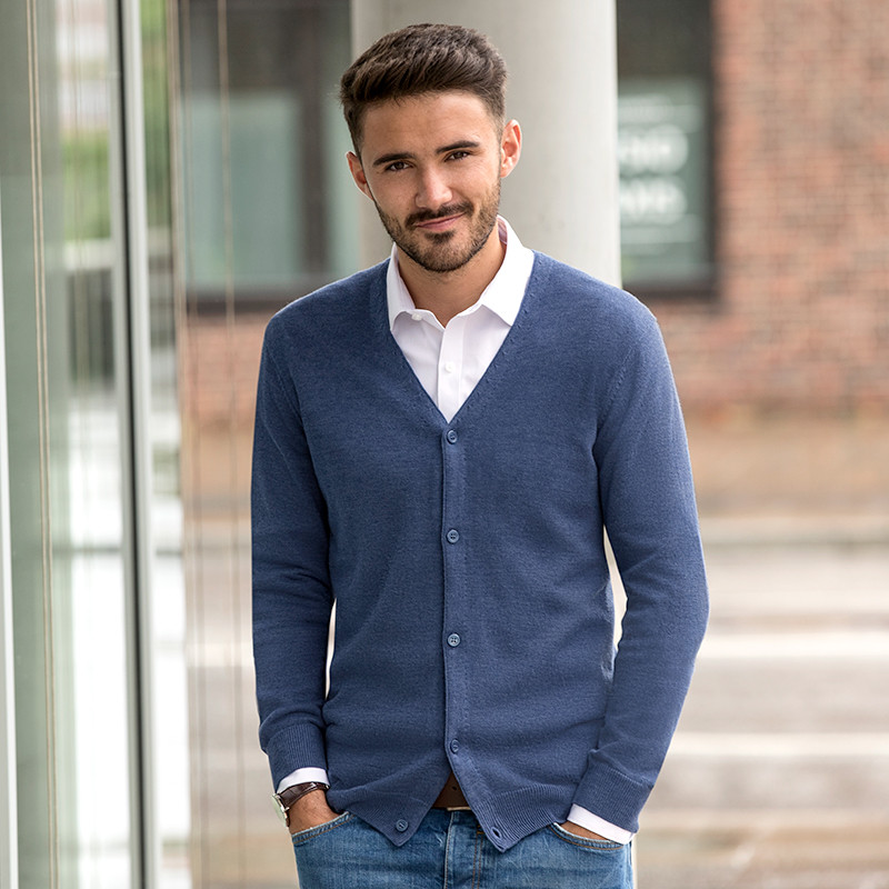 Knitted Cardigan V Neck Button Up Cardigan Aran Mens V-neck