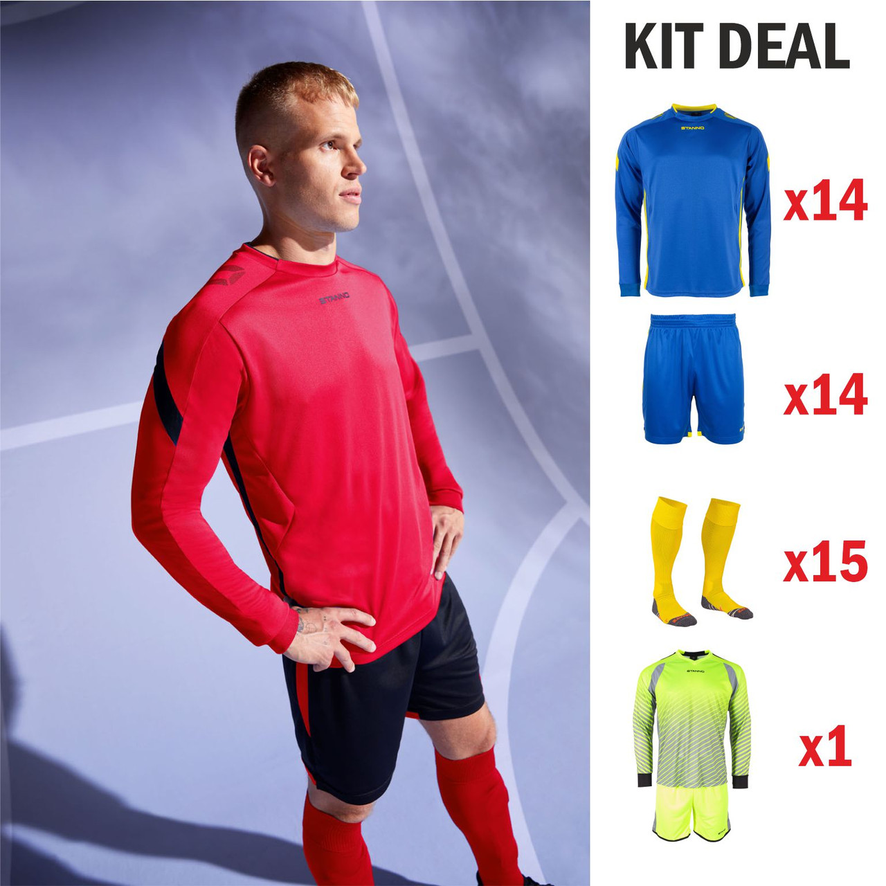 Drive L/Sleeve Football Kit - ADULT - 14 x Outfield, 1 x