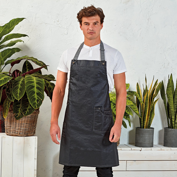 District Waxed-Look Denim Bib Apron