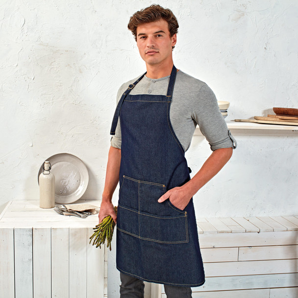 Jeans Stitch Denim Bib Apron