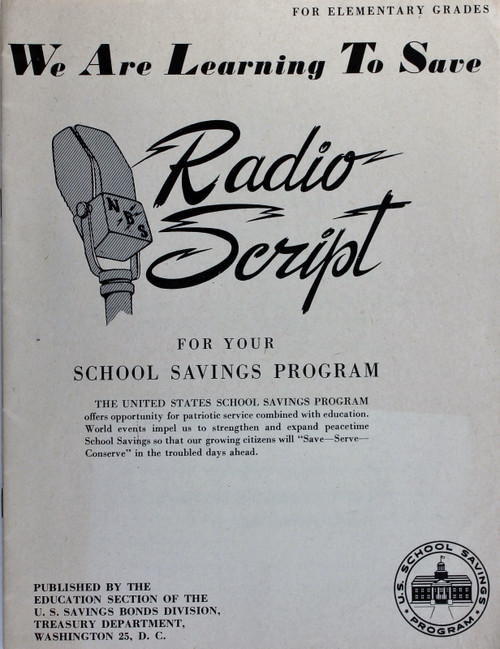 We Are Learning to Save, Radio Script front cover by No Author