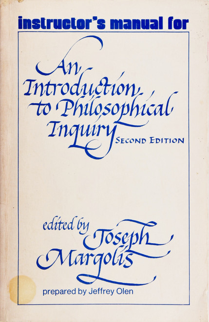 Instructor's Manual for an Introduction to Philosophical Inquiry front cover, ISBN: 0394321650
