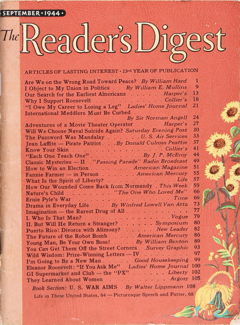 Reader's Digest - September 1944 front cover