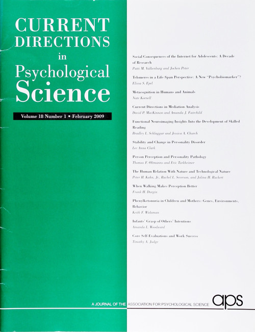 Current Directions In Psychological Science (Volume 18, Number 1, February 2009) front cover