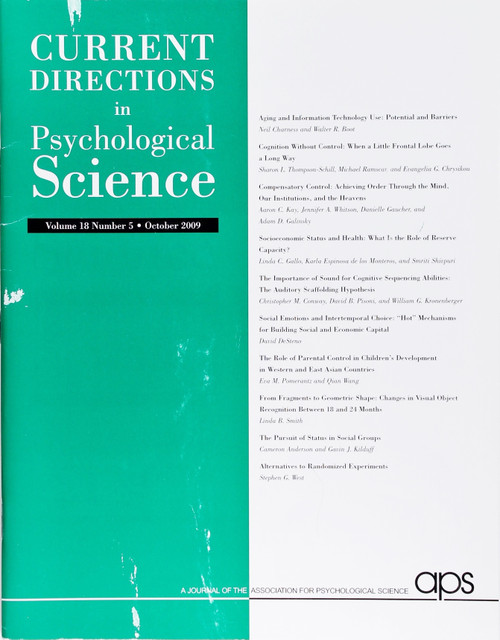 Current Directions In Psychological Science (Volume 18, Number 5, October 2009) front cover