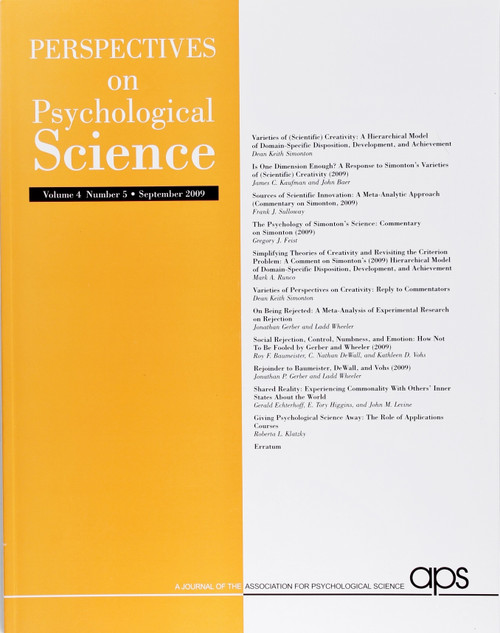 Perspectives On Psychological Science (Volume 4, Number 5, September 2009) front cover