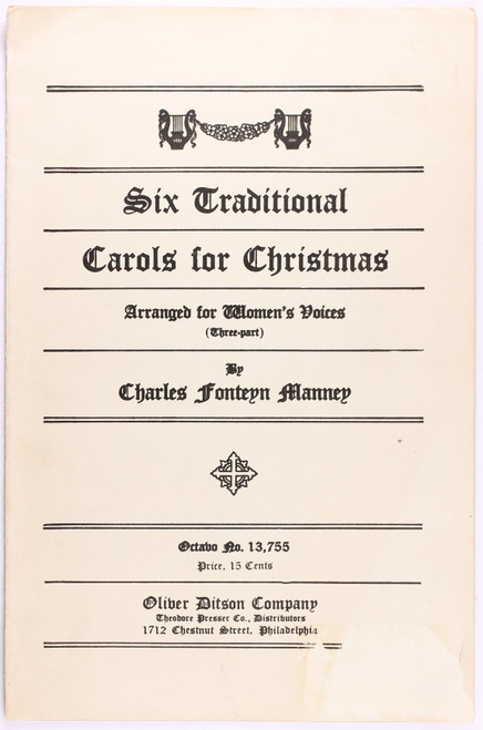 Six Traditional Carols for Christmas (Octavo No. 13,755 - Arranged for Women's Voices, Three-Part) front cover by Charles Fonteyn Manney