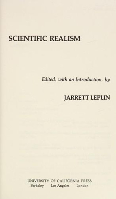 Scientific Realism (Campus) front cover by Jarrett Leplin, ISBN: 0520053265