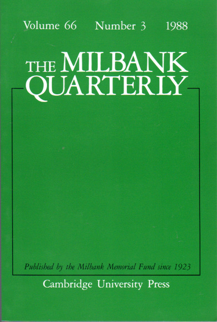 The Milbank Quarterly, Vol. 66, Number 3, 1988 front cover by David P. Willis