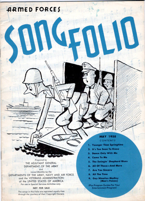 Armed Forces Song Folio May 1958 front cover by Adjutant General Department of the Army