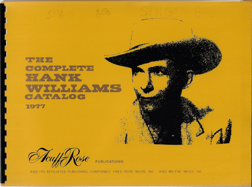 The Complete Hank Williams Catalog 1977 front cover by Hank Williams