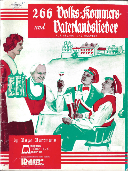 266 Volks-Kommers Und Vaterlandslieder Fur Gesang Und Klavier (Folk Songs in German for Voice and Piano) front cover by Hugo Hartmann