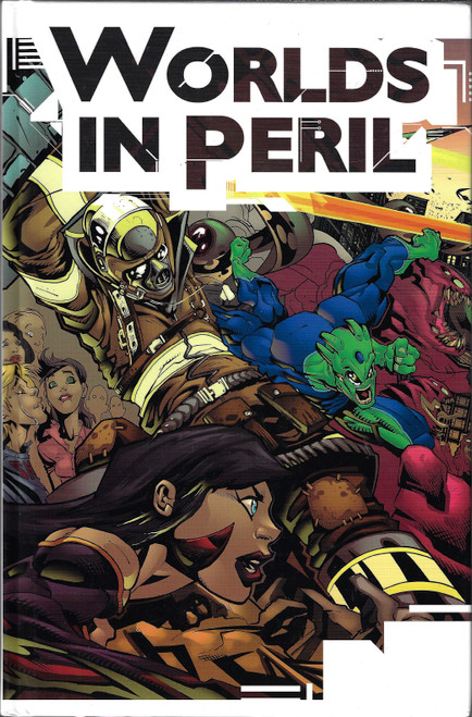 Worlds in Peril Superhero RPG front cover by Kyle Simons