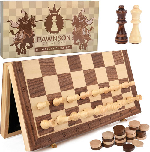 Wooden Folding Chess and Checkers Set front cover