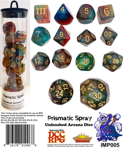 Prismatic Spray 14 Uleashed Arcana Dice Set (Dungeon Crawl Classics) front cover
