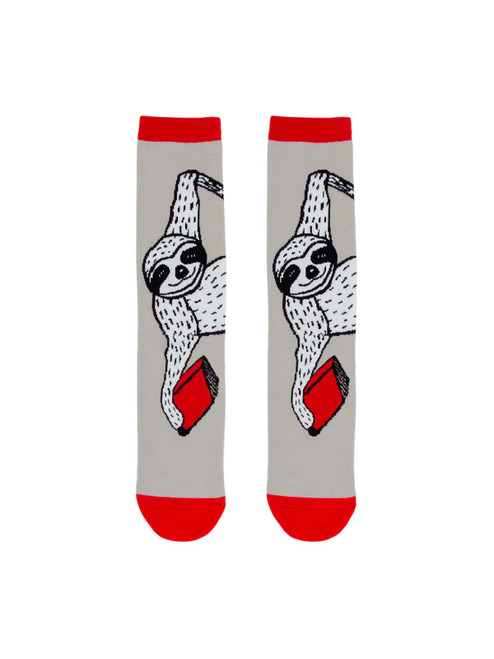 Book Sloth socks unisex small front cover by Out of Print