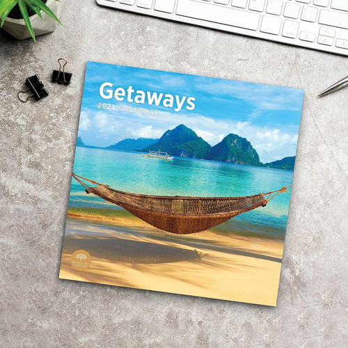 Getaways 2024 Wall Calendar front cover, ISBN: 1684609917