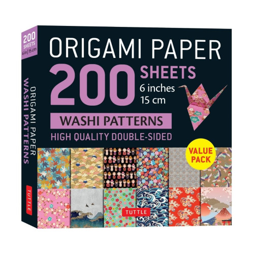 Origami Paper 200 sheets Washi Patterns 6" (15 cm): Tuttle Origami Paper: Double Sided Origami Sheets Printed with 12 Different Designs (Instructions for 6 Projects Included) front cover, ISBN: 0804853606