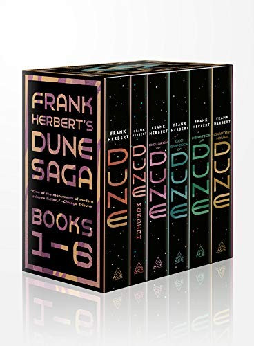 Frank Herbert's Dune Saga 6-Book Boxed Set: Dune, Dune Messiah, Children of Dune, God Emperor of Dune, Heretics of Dune, and Chapterhouse: Dune front cover by Frank Herbert, ISBN: 0593201884