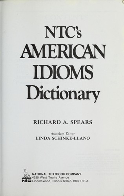 Ntc's American Idioms Dictionary front cover by Richard A. Spears, ISBN: 0844254509