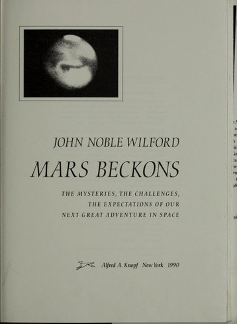 Mars Beckons front cover by John Noble Wilford, ISBN: 0394583590