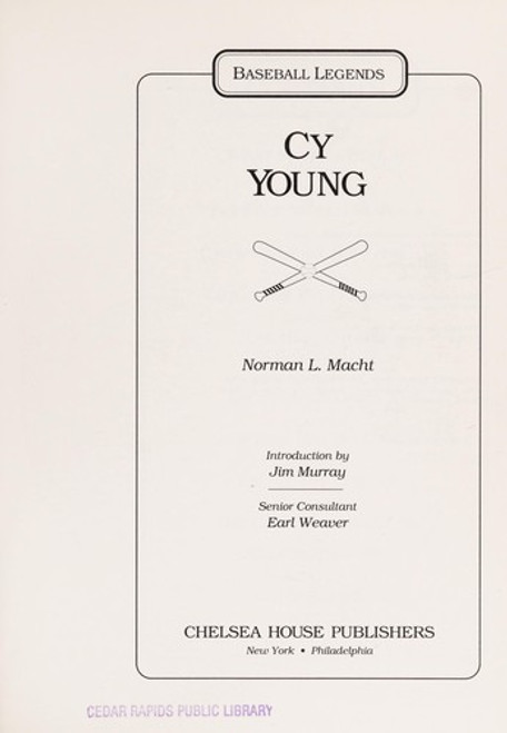 Cy Young (Baseball Legends) front cover by Norman L. Macht, ISBN: 0791011968