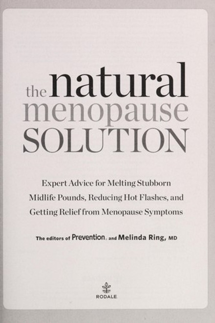 The Natural Menopause Solution front cover by Prevention, ISBN: 1609617207