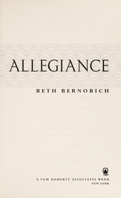 Allegiance (River of Souls) front cover by Beth Bernobich, ISBN: 0765322196