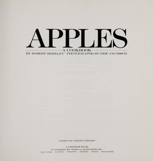 Apples: A Cookbook front cover by Robert Berkley, ISBN: 0671729020