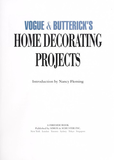 Vogue & Butterick's Home Decorating Projects front cover by Nancy Fleming, ISBN: 0671888773