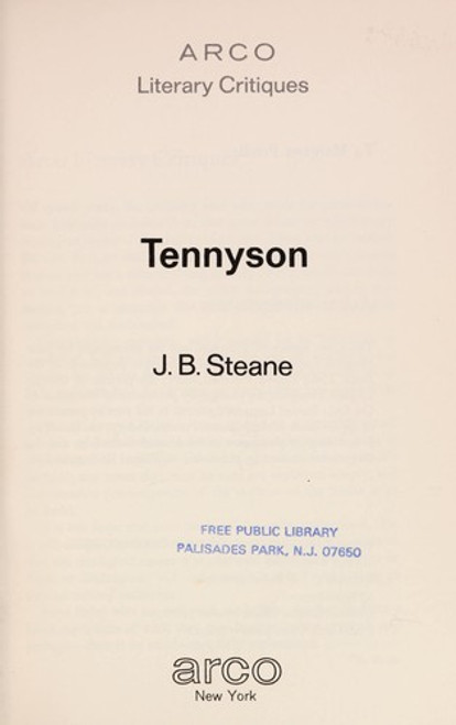 Tennyson front cover by J B Steane, ISBN: 0668019476