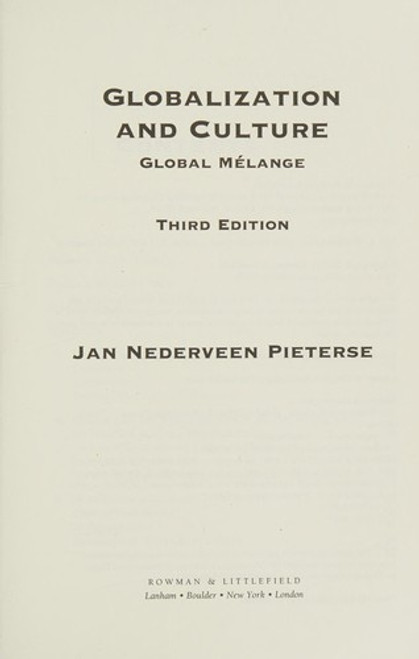 Globalization and Culture: Global Mélange front cover by Jan Nederveen Pieterse, ISBN: 1442222557