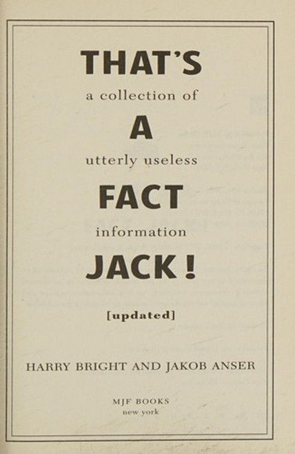 That's a Fact, Jack! Revised & Updated front cover by Harry Bright, Jakob Anser, ISBN: 1606712047