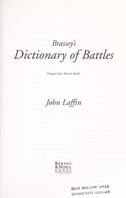 Brassey's dictionary of battles front cover by John Laffin, ISBN: 0760707677