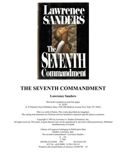 The Seventh Commandment front cover by Lawrence  Sanders, ISBN: 042513329X