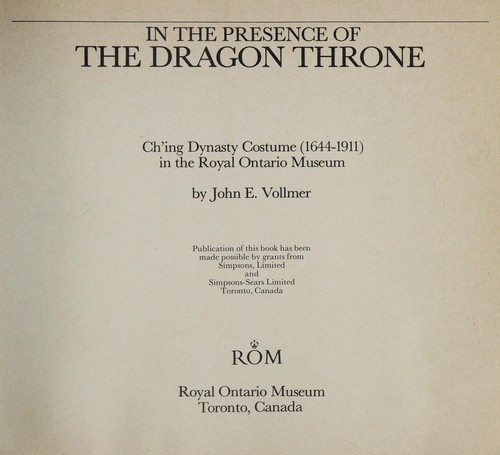 In The Presence Of The Dragon Throne front cover by John Vollmer, ISBN: 0888541953