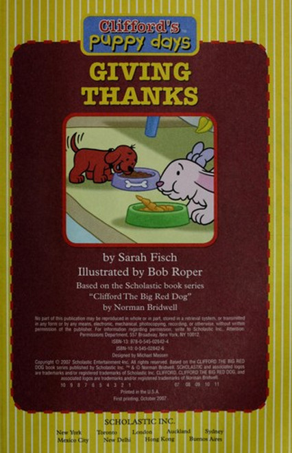 Giving Thanks (Clifford's Puppy Days) front cover by Sarah Fisch, ISBN: 0545028426