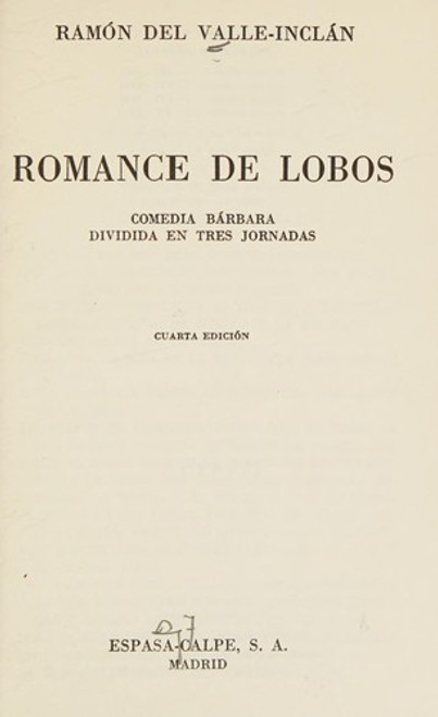 Romance De Lobos front cover by Ramon del Valle-Inclan, ISBN: 8423906817