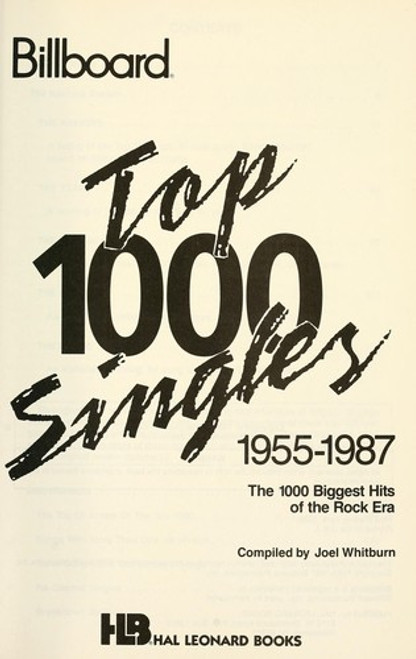 Top 1000 Singles 1955 - 1990 Billboard See 183081 front cover by Joel Whitburn, ISBN: 0793503477